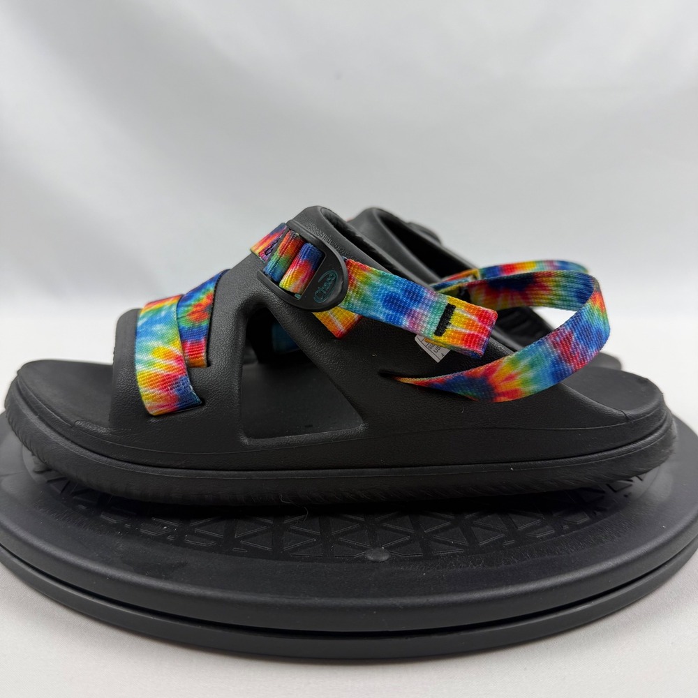 Chaco Chillos Kids Junior 4 Rainbow Tie Dye Black Slide Sandals J107383 - Picture 9 of 14